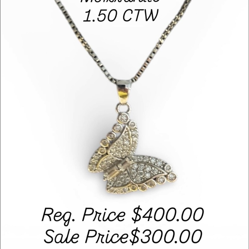 Dazzling Butterfly Pendant Necklace in Gold and Silver